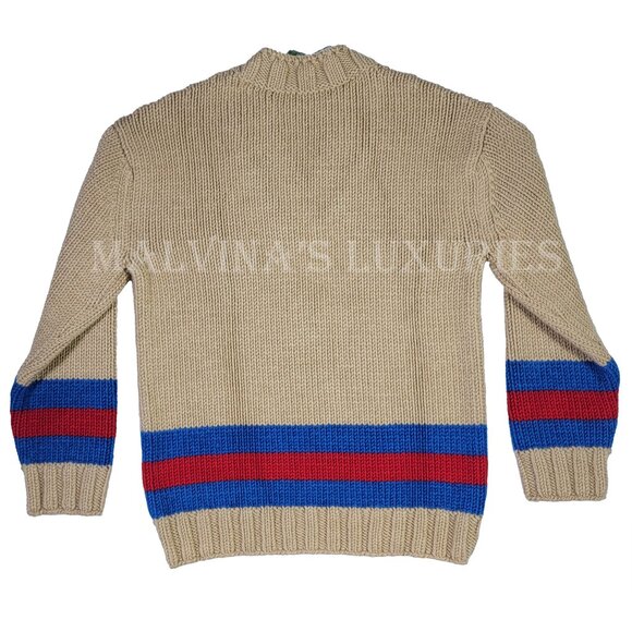 GUCCI MENS SWEATER STRIPED MOHAIR WOOL BLEND WEB STRIPE MOTIF sz M MEDIUM - Picture 10 of 15